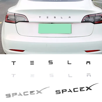 3D ABS Tronco Adesivo Emblema de Estilo para o Tesla Model 3 Modelos ModelX Roadster SpaceX Emblema Traseiro Letras Decalques Auto Acessórios