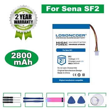 LOSONCOER Bateria 2800mAh Para Sena SF2 3 Fio de Fone de ouvido Bateria SP52-B SF2-02D SP52 SP52-C SF4 SF2-02 S7A-SP52