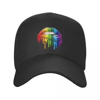 Punk arco-íris Lábios Orgulho LGBT Boné de Beisebol Mulheres Homens Respirável Gay Lésbica Pai Chapéu de Proteção contra o Sol, Bonés Snapback chapéu para Sol
