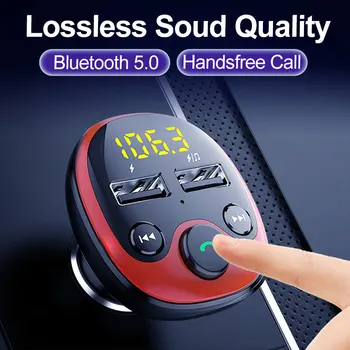 Atualização LED Transmissor FM Bluetooth 5.0 Car kit Dual USB Carregador de Carro com modulador de Fm Porta USB do Leitor de Música MP3 apoio TF/U Disco