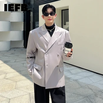 IEFB Estilo coreano de Luxo Blazers Tendência Homens Futurista do Metal Mudança da Cor do paletó de Moda Masculina, Roupas de Outono Nova 9C2129