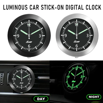 Mini Carro Relógio Luminoso Automóveis Internas De Pau-Relógio Digital De Mecânica De Quartzo Relógios Auto Ornamento De Acessórios Para Carros