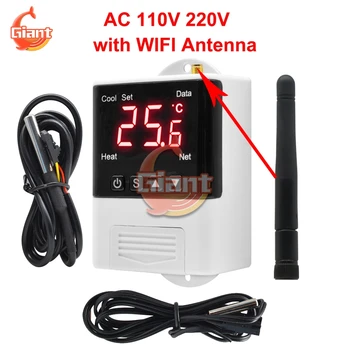AC 110V 220V Termostato Digital para a Incubadora Controlador de Temperatura Thermoregulator de Aquecimento, de Refrigeração com Função de WIFI Antena