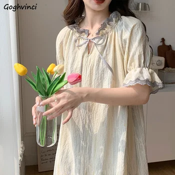 Babados Camisolas Mulheres Curativo De Verão Doce Pijamas Casual Ins Estilo Coreano Alunos Princesa Simples De Moda Ulzzang Clássico