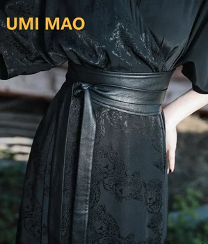 UMI MAO Yamamoto Escuro Design Assimétrico Sentido PU de Couro Cintura Personalizado, Bonito Vestido Versátil Faixa de Sobreposição