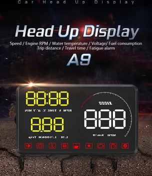 Carro Monitor OBD2 Sistema de 5.5 polegadas HD Digital Head Up Display Multi-função da Velocidade de Sistemas de Aviso A9