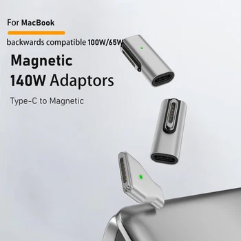 Magnético Rápida Adaptador de Carga Indicador de Luz Ímã Conversor de Tipo-C Conversor Magsafe para MacBook Air/Pro 2021-2023