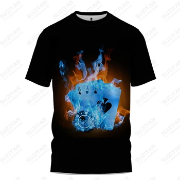Verão T-Shirt masculina de Poker 3d de Impressão de T-Camisa Casual Confortável T-Shirt da Moda Solta Homens Plus Size T-Shirt