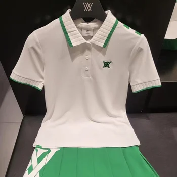 Novas Camisas do Golfe para Mulheres Slim-Fit Emagrecimento Trecho de Moda Led Mulher Manga Curta de Golfe ao ar livre T-Shirt de Desporto Camisa Polo Superior