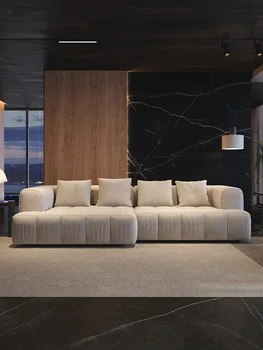 Italiano minimalista sofá, moderno e minimalista tamanho, sala de estar, ângulo reto fosco tecnologia de tecido, luz de luxo sofá