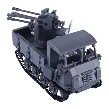 MOC WW2 Militar RSO Faixa de Caminhão Blocos de Construção Soldado alemão Figuras de Acessórios de Armas de Tijolos Canhão de Tanque de Carro Modelo de Brinquedos Criança