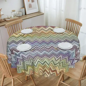 Toalha de mesa Toalha de mesa redonda de 60 polegadas, Cozinha, sala de Jantar Mesa Tecido Impermeável Geométricas Multicolor Tabela de Cobre
