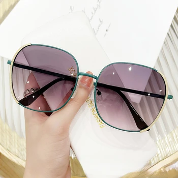 Nova Rodada de grandes dimensões Óculos de sol das Mulheres da Marca do Designer Retrô Liga de Óculos de Sol das Senhoras Moda Gradiente Eyewears UV400 Oculos De Sol