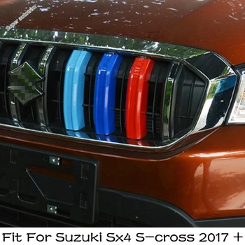 3PCS Tricolor Grelha Frontal Faixa de Decoração de Capa de Guarnição de Plástico Exterior Acessórios do Kit de Ajuste Para o Suzuki Sx4 S-cross 2017 - 2021