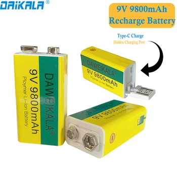 5-10pcs 9V Bateria Recarregável 9800mAh Micro USB 9V bateria de Li-ion Baterias de Lítio para Multímetro Microfone de Brinquedo de Controle Remoto KTV