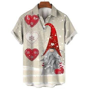 2024 de Moda de Camisas masculinas de Natal Camisa Casual Para Homens de camisa de Manga Curta Festa de Verão, Camisa Havaiana Roupas masculinas Tops, T-Shirt