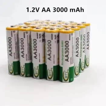 AA bateria de 3000mAh 1,2 V Bateria Recarregável AA 3000mAh NI-MH 1,2 V Recarregável 2A Baterias 3000+frete Grátis