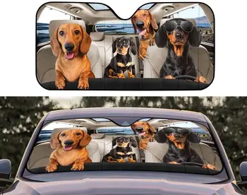 Dachshund Família de Condução Carro pára-Sol para o pára-brisa, os Cães Auto Sombra de Sol, de Sol do Carro Sombra, Acessórios de Carro, Cão Pais Presentes, Cão M