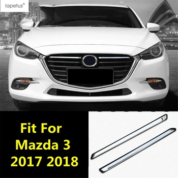 2PCS Carro da Frente Meio Grill Grelha de Grades Faixa de Decoração de Capa de acabamento Para Mazda 3 2017 2018 Chrome / Acessórios Vermelhos, Kit Exterior