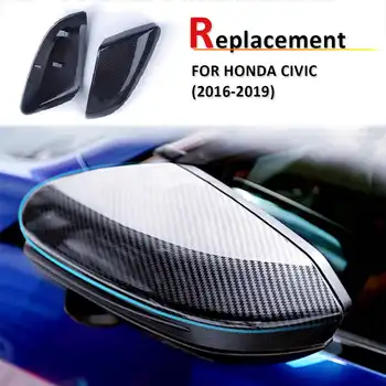 Para a Honda, Para o Civic 2016 2017 2018 Substituição de Fibra de Carbono Estilo ABS Vista Traseira Porta do Lado do Espelho Asa Capa Retrovisor-Caps
