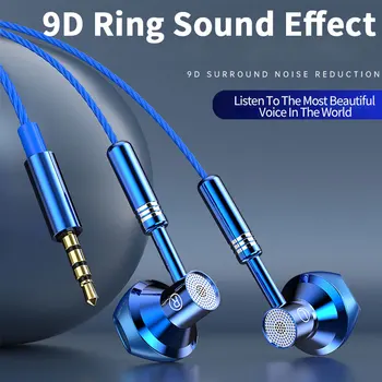 Fones de ouvido com fio de 3,5 mm da Em-Orelha Fones de ouvido com Fio Sport Music Jogos de Redução de Ruído Fone de ouvido com Microfone com Fio 3D, Som Estéreo, Fone de ouvido
