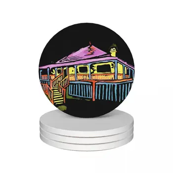 Hypercolour Queenslander Casa de Cerâmica Montanha-russa Conjunto de 4 Com Cortiça Decorar Mesa de Festa Presente