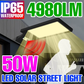 CONDUZIDA Solar Exterior das Luzes Sensor de Movimento de PIR Lâmpada de Rua IP65 Impermeável do Floodlight a Decoração do Jardim Movidos a luz Solar Lâmpada de Parede