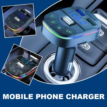 Carro de Bluetooth 5.0 Transmissor FM sem Fio de mãos-livres Receptor 3.1 Um Carregador Acessórios de Áudio MP3 Player do Carro Dupla Rápido LED Ki F8X3