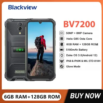 Blackview BV7200 Impermeável Smartphone Robusto Helio G85 Octa Core 6GB+128GB 6.1 Polegadas 50MP Câmera do Telefone Móvel 5180mAh Bateria NFC