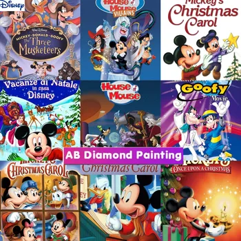 Disney 5D DIY Diamante pintura, bordado de desenho animado Mickey Pato Donald círculo completo diamante Mosaico de decoração de casa