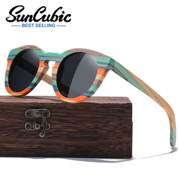 SunCubic Original Rodada Óculos de sol Polarizados do Gradiente de óculos de Sol Desportos de Óculos de Madeira Coloridas, Óculos de sol JS6338