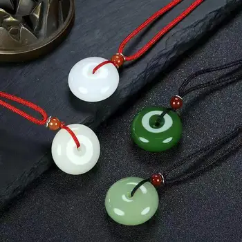 Jade Em Forma De Anel Pingente De Acessórios De Homem Amuleto Jasper Encanto Da Jóia De Real Chinesa Vintage Talismãs Pedra Colar Encantos Naturais