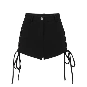 2023 Projeto Verão Pequena Cintura Alta Meninas Mostram Fino Cordão Alça Casual Reta Super Shorts de verão de calças para mulheres de shorts