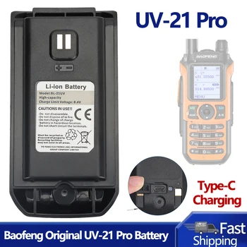 Baofeng Original UV-21 Pro de Alta Capacidade da bateria Li-ion Bateria CC 8,4 V typ-c de carga para o Baofeng UV21 Pro Portable Walkie Talkie