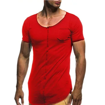 A1548 de Verão dos homens novos T-shirts de cor sólida slim tendência casual manga curta moda