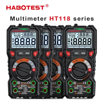 HABOTEST HT118 Multímetro Digital True Rms NCV HZ Multímetro AC/DC HT118A/C/D 6000 Contagens HT118E 20000 Contagens de Medidor de Capacitância