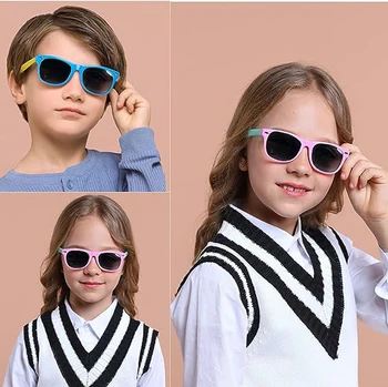 Bebê de Silicone, Óculos de sol com Alça Caixa de Meninos Meninas rapazes raparigas Exterior Óculos de Sol, Óculos de Lente de Óculos de Segurança e Casos de Presente para as Crianças