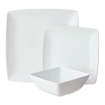 Loden Quadrado Branco De Porcelana 12 Peças, Fabricação De Conjunto De
