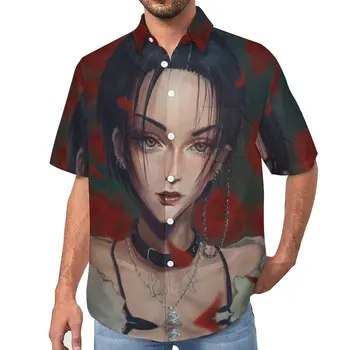 Nana NANA Osaki Anime Camisas Casuais Pedras Pretas Praia Camisa de Verão Vintage Blusas Masculino Gráfico Plus Size