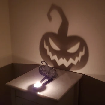 O Halloween, Decoração Vintage Sombra De Suportes De Vela Engraçado Terror Projeção Escura Bruxa De Sacrifício Chamada Ghost Vela Significa