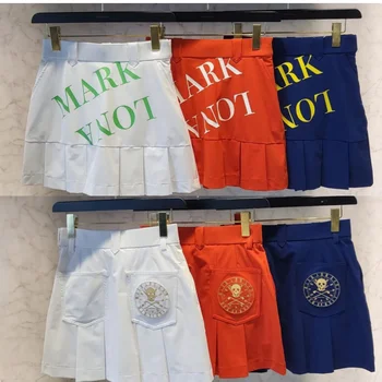 Nova coleção primavera / verão de golfe saia curta trecho de esportes e campos de ténis inferior com calças curtas dentro logotipo impresso mini-saia de moda