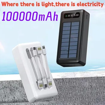 100000mAh Banco Energia Solar de Grande Capacidade de Carregamento de telefones de Alimentação Externa Bateria Telefone Carregador Rápido para IPhone