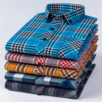 plus size 100%algodão lixar Completa de camisas para homens slim fit simples camisa Casual xadrez único bolso roupas frete grátis itens