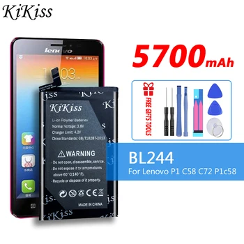 2019 KiKiss BL244 Bateria Para Lenovo Vibe P1A42 P1C58 P1C72 P1 Bateria Recarregável de íon de lítio Baterias do Telefone Móvel