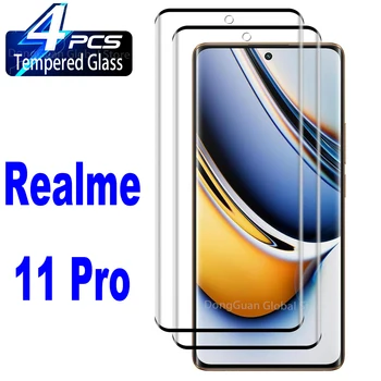1/4Pcs 10D Vidro Temperado Para Realme 11 Pro Pro+ Protetor de Tela de Vidro do Filme
