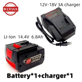 Bateria de íon de lítio de 14,4 V, 6.8 Ah, recarregáveis, para furadeiras elétricas, GBH GDR GSR 1080 DDS180 BAT614G BAT607 BAT607G