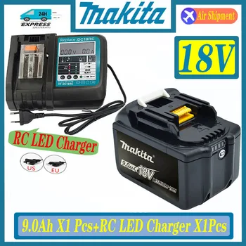 100% Makita Substituição 18V 9.0 Ah da Bateria, Para BL1830 BL1830B BL1840 BL1840B BL1850 BL1850B Bateria Recarregável +LED do Carregador
