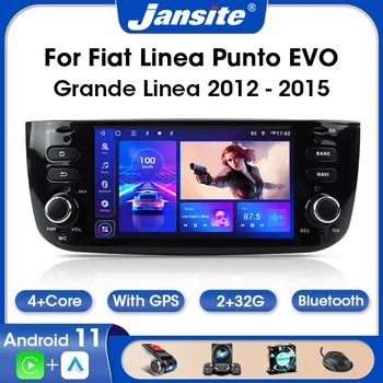 Jansite 2 Din Android 11 de Carro do Leitor de Rádio da Fiat/Linea/Punto evo 2012-2015 Multimídia Autoradio Central de Suporte Carplay DVD