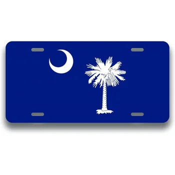A Carolina do sul Bandeira da Placa de Licença de Marca de Vaidade Metal Impresso UV Carro Caminhão RV Trailer de Parede Loja de Homem da Caverna 12x6 Polegadas, Placa de Carro