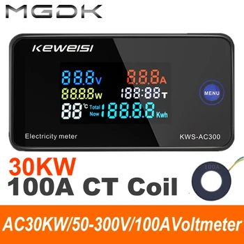 AC 100A Digital Amperímetro Voltímetro 50-300 Kwh de Energia Medidor de Energia Wattmeter de Watt, o Consumo de Eletricidade Detector de Monitor